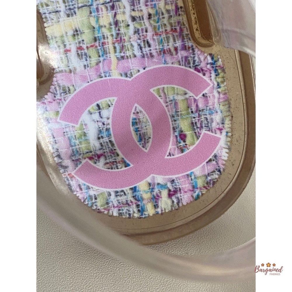 Authentic CHANEL Pink CC Clear Camelia Jelly Strap Flip Flops Flat Sandals 36/6 - Picture 6 of 14